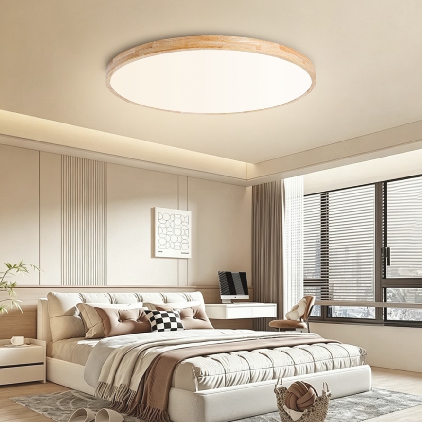 Brilagi - Димируемо LED таванно осветително тяло WOODLINE LED/128W/230V 3000-6000K дъб Ø 100 см + дистанционно управление