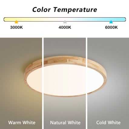 Brilagi - Димируемо LED таванно осветително тяло WOODLINE LED/72W/230V 3000-6000K дъб Ø 60 см + дистанционно управление