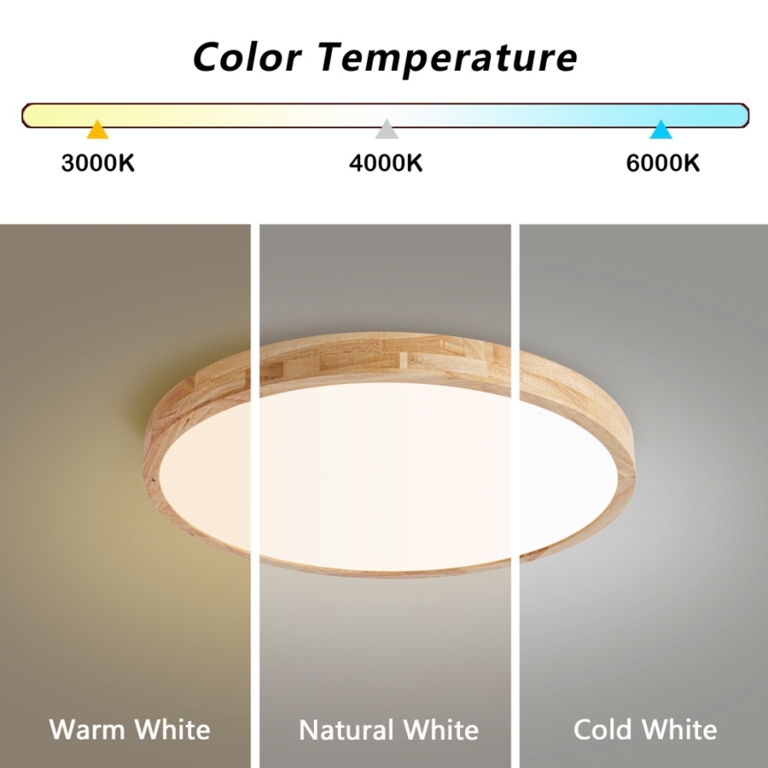 Brilagi - Димируемо LED таванно осветително тяло WOODLINE LED/72W/230V 3000-6000K дъб Ø 60 см + дистанционно управление