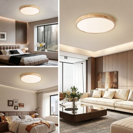 Brilagi - Димируемо LED таванно осветително тяло WOODLINE LED/72W/230V 3000-6000K дъб Ø 60 см + дистанционно управление
