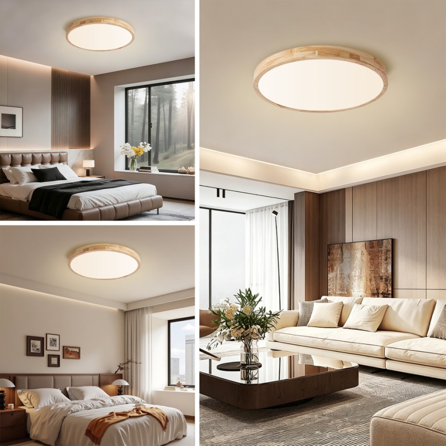 Brilagi - Димируемо LED таванно осветително тяло WOODLINE LED/72W/230V 3000-6000K дъб Ø 60 см + дистанционно управление