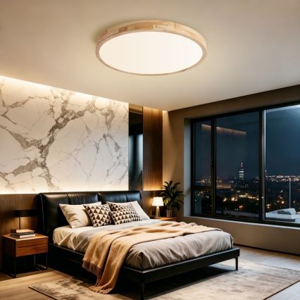 Brilagi - Димируемо LED таванно осветително тяло WOODLINE LED/72W/230V 3000-6000K дъб Ø 60 см + дистанционно управление