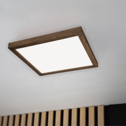 BRILAGI - LED Димируема таванна лампа за баня WOODY FRAME LED/50W/230V цвят дъб/орех 60x60 cm 3000-6000K IP44 + дистанционно управление