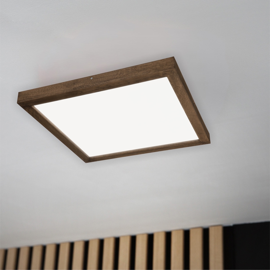 BRILAGI - LED Димируема таванна лампа за баня WOODY FRAME LED/50W/230V цвят дъб/орех 60x60 cm 3000-6000K IP44 + дистанционно управление