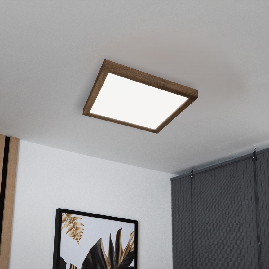 BRILAGI - LED Димируема таванна лампа за баня WOODY FRAME LED/50W/230V цвят дъб/орех 60x60 cm 3000-6000K IP44 + дистанционно управление