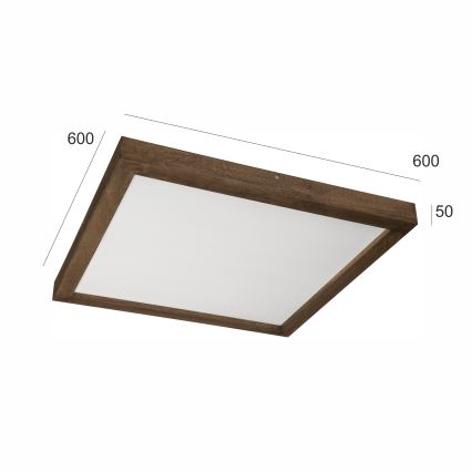 BRILAGI - LED Димируема таванна лампа за баня WOODY FRAME LED/50W/230V цвят дъб/орех 60x60 cm 3000-6000K IP44 + дистанционно управление
