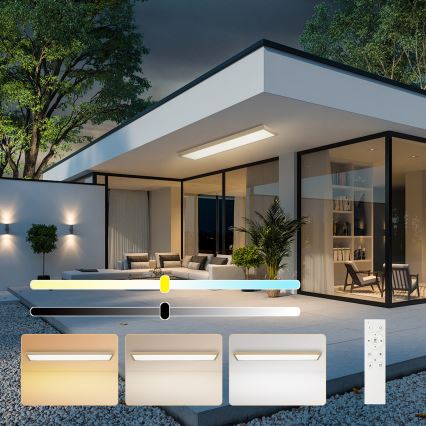 Brilagi - Светодиодно (LED) димируемо таванно осветително тяло за баня FRAME SMART LED/50W/230V 120x30 cm 3000-6000K IP44 бежово + дистанционно управление