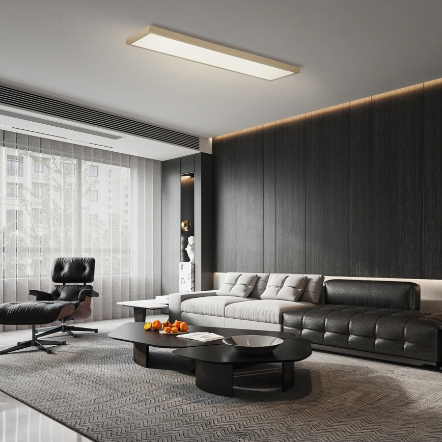 Brilagi - Светодиодно (LED) димируемо таванно осветително тяло за баня FRAME SMART LED/50W/230V 120x30 cm 3000-6000K IP44 бежово + дистанционно управление