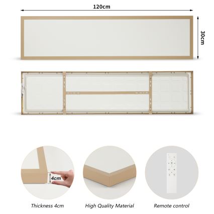 Brilagi - Светодиодно (LED) димируемо таванно осветително тяло за баня FRAME SMART LED/50W/230V 120x30 cm 3000-6000K IP44 бежово + дистанционно управление