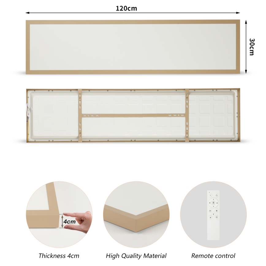 Brilagi - Светодиодно (LED) димируемо таванно осветително тяло за баня FRAME SMART LED/50W/230V 120x30 cm 3000-6000K IP44 бежово + дистанционно управление