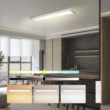 Brilagi - Димируемо LED таванно осветително тяло за баня FRAME SMART LED/50W/230V 120x30 cm 3000-6000K IP44 сребристо + дистанционно управление