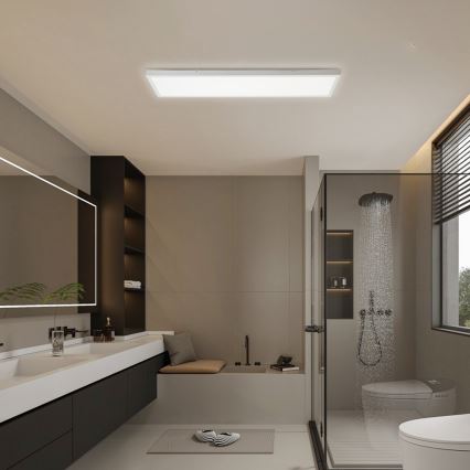 Brilagi - LED таванно осветително тяло за баня с възможност за димиране FRAME SMART LED/50W/230V 120x30 cm 3000-6000K IP44 бяло + дистанционно управление