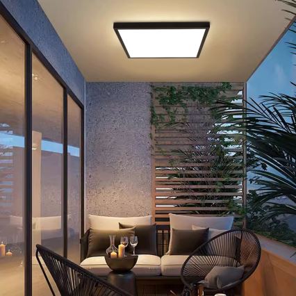 Brilagi - Димируемо LED таванно осветително тяло за баня FRAME SMART LED/50W/230V 60x60 cm 3000-6000K IP44 черно + дистанционно управление