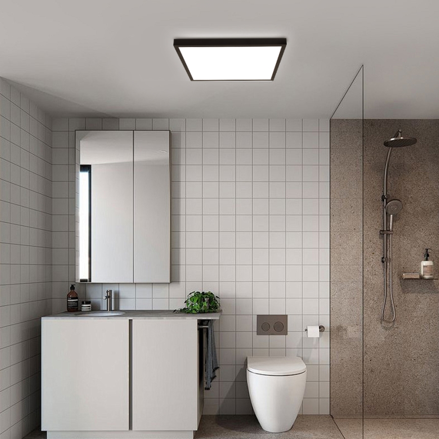 Brilagi - Димируемо LED таванно осветително тяло за баня FRAME SMART LED/50W/230V 60x60 cm 3000-6000K IP44 черно + дистанционно управление