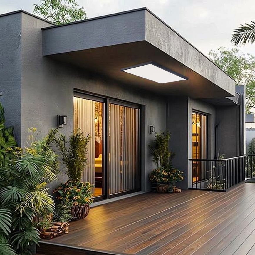 Brilagi - димируемо LED таванно осветително тяло за баня FRAME SMART LED/96W/230V 120x60 cm 3000-6000K IP44 черно + дистанционно управление