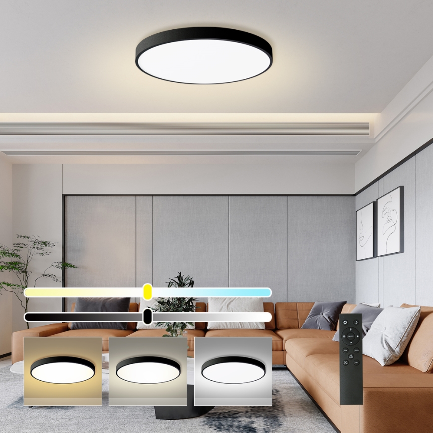 Brilagi - LED Димируемо таванно осветление POOL SMART LED/100W/230V 3000-6000K диаметр 80 см Wi-Fi Tuya черно + дистанционно управление