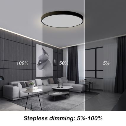 Brilagi - LED Димируемо таванно осветление POOL SMART LED/100W/230V 3000-6000K диаметр 80 см Wi-Fi Tuya черно + дистанционно управление