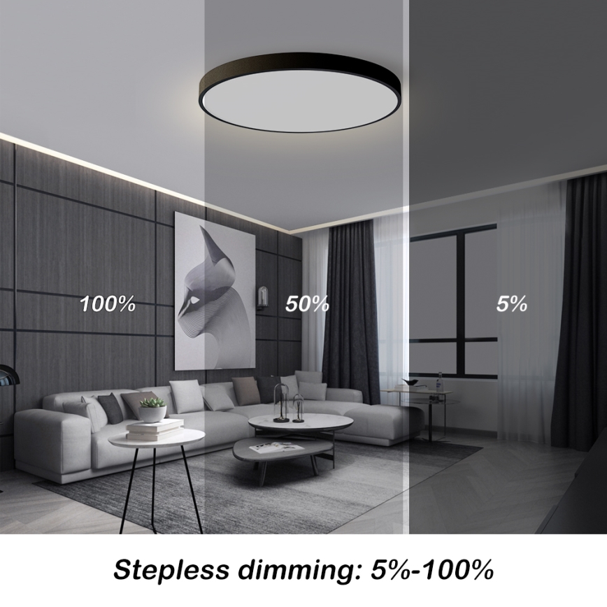 Brilagi - LED Димируемо таванно осветление POOL SMART LED/100W/230V 3000-6000K диаметр 80 см Wi-Fi Tuya черно + дистанционно управление