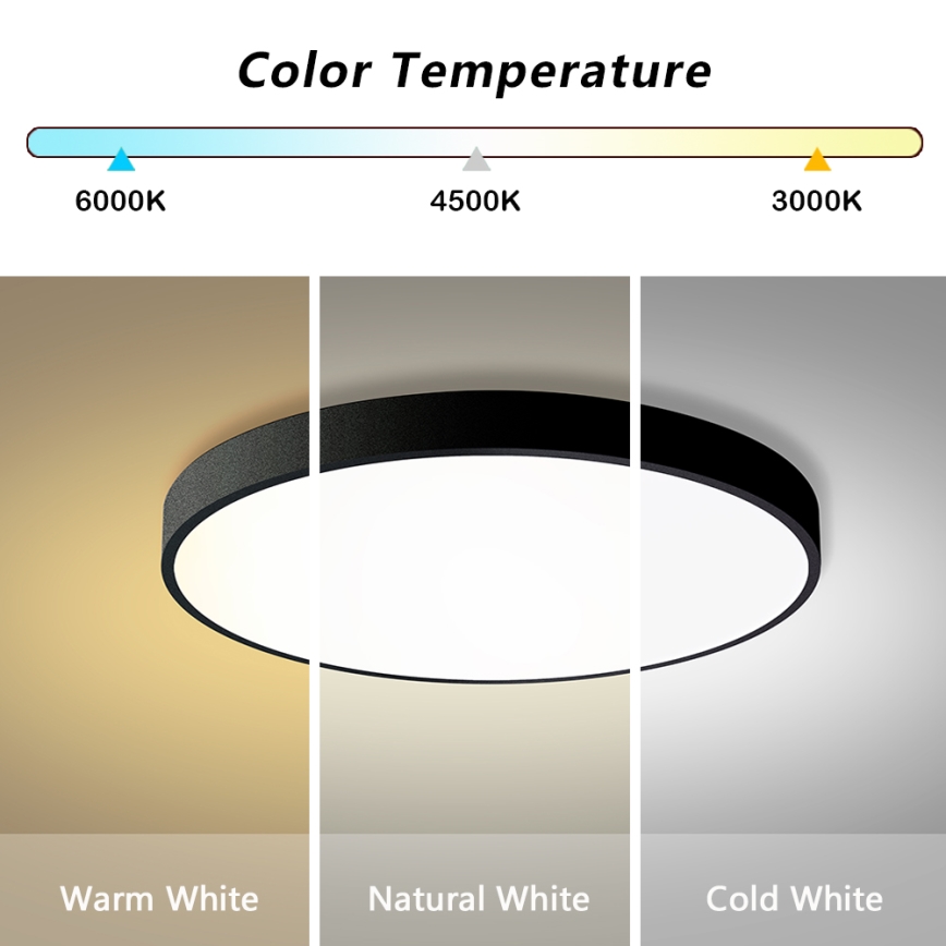Brilagi - LED Димируемо таванно осветление POOL SMART LED/100W/230V 3000-6000K диаметр 80 см Wi-Fi Tuya черно + дистанционно управление