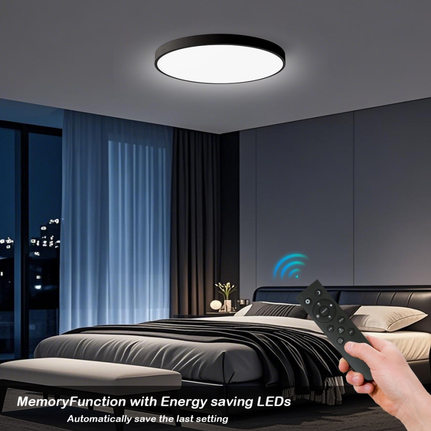 Brilagi - LED Димируемо таванно осветление POOL SMART LED/100W/230V 3000-6000K диаметр 80 см Wi-Fi Tuya черно + дистанционно управление