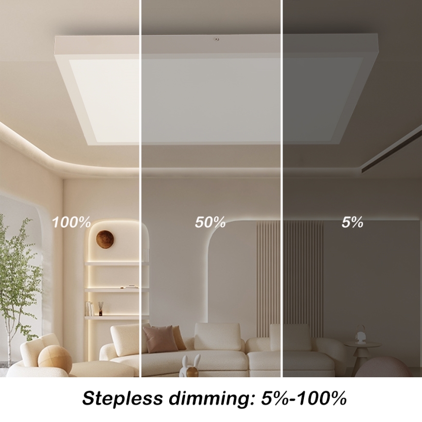 Brilagi - Дименсионен LED таванен светилник за баня FRAME SMART LED/50W/230V 60x60 см 3000-6000K IP44 бяло + дистанционно управление