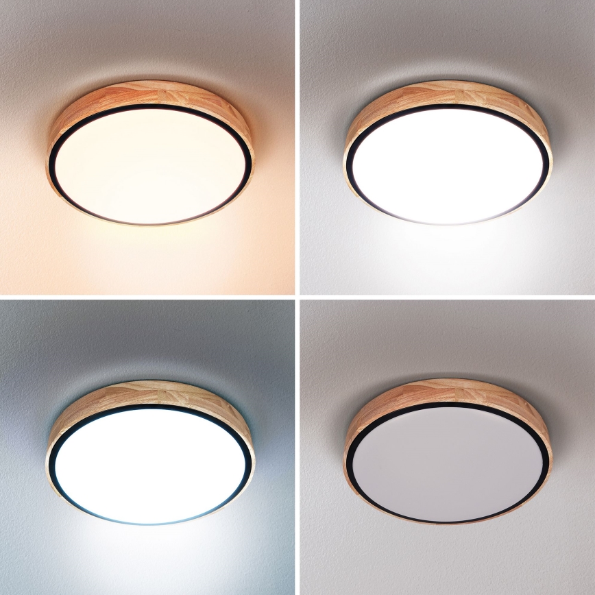 Brilagi - Димируемо LED таванно осветително тяло GLORIA LED/48W/230V 3000-6500K дъб диам. 40 см + дистанционно управление