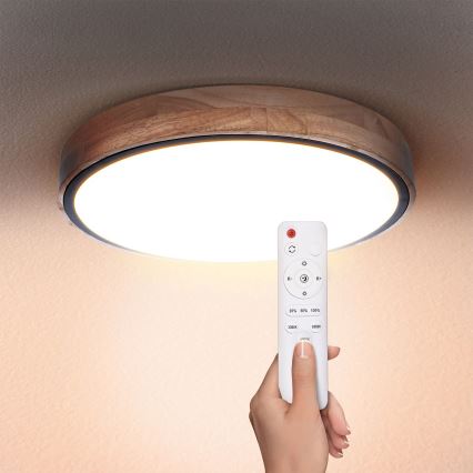 Brilagi - Димируемо LED таванно осветително тяло GLORIA LED/48W/230V 3000-6500K дъб диам. 40 см + дистанционно управление