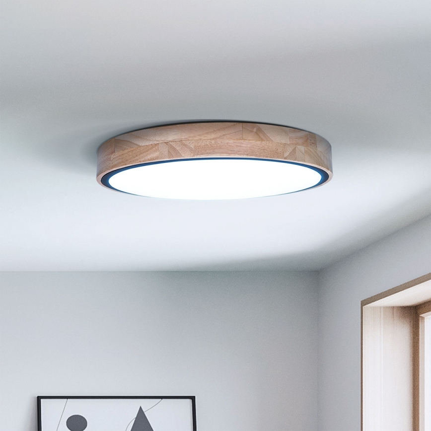 Brilagi - Димируемо LED таванно осветително тяло GLORIA LED/48W/230V 3000-6500K дъб диам. 40 см + дистанционно управление