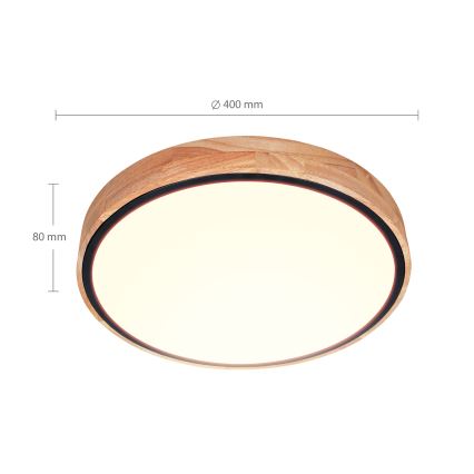 Brilagi - Димируемо LED таванно осветително тяло GLORIA LED/48W/230V 3000-6500K дъб диам. 40 см + дистанционно управление