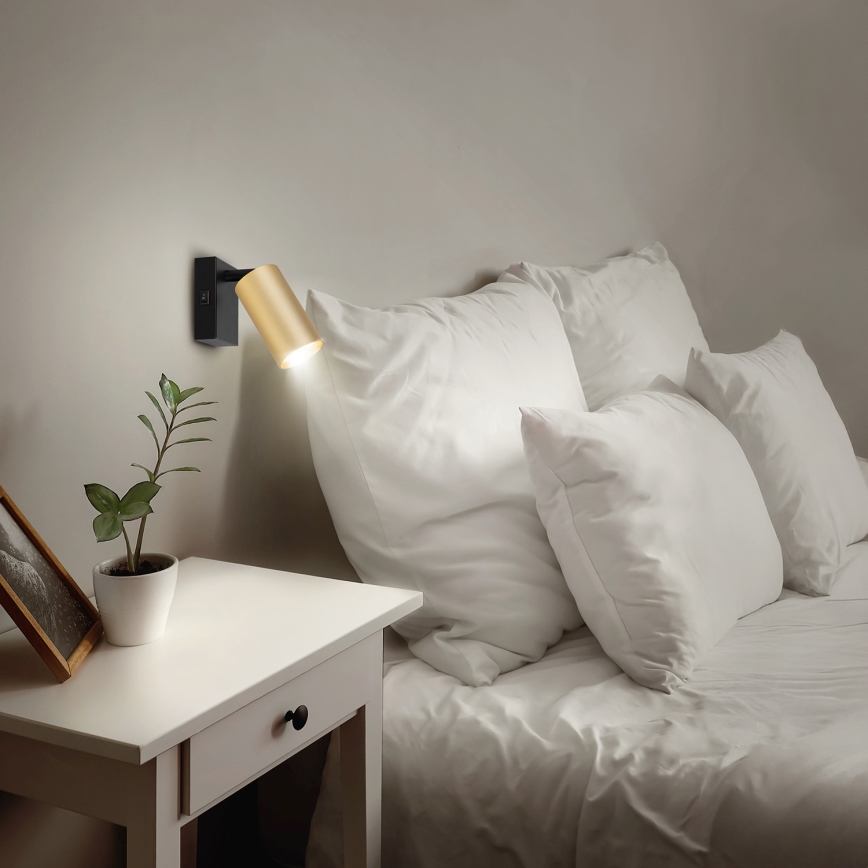 Brilagi - LED RGBW димируема стенна точкова лампа SELE 1xGU10/6,5W/230V 2700-6500K черна/златиста