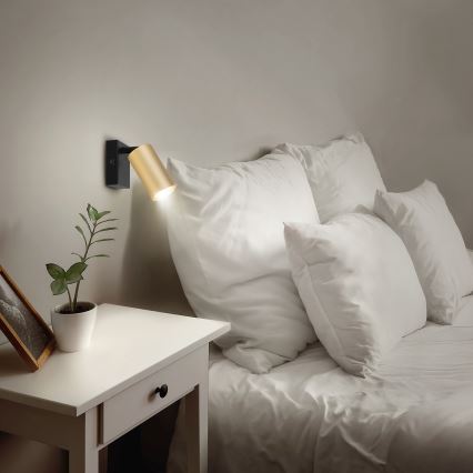 Brilagi - LED RGBW димируема стенна точкова лампа SELE 1xGU10/6W/230V 3000K черна/златиста