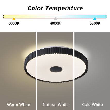 Brilagi - Димируемо LED таванно осветително тяло CORVO LED/72W/230V 3000-6000K черно Ø 50 см + дистанционно управление