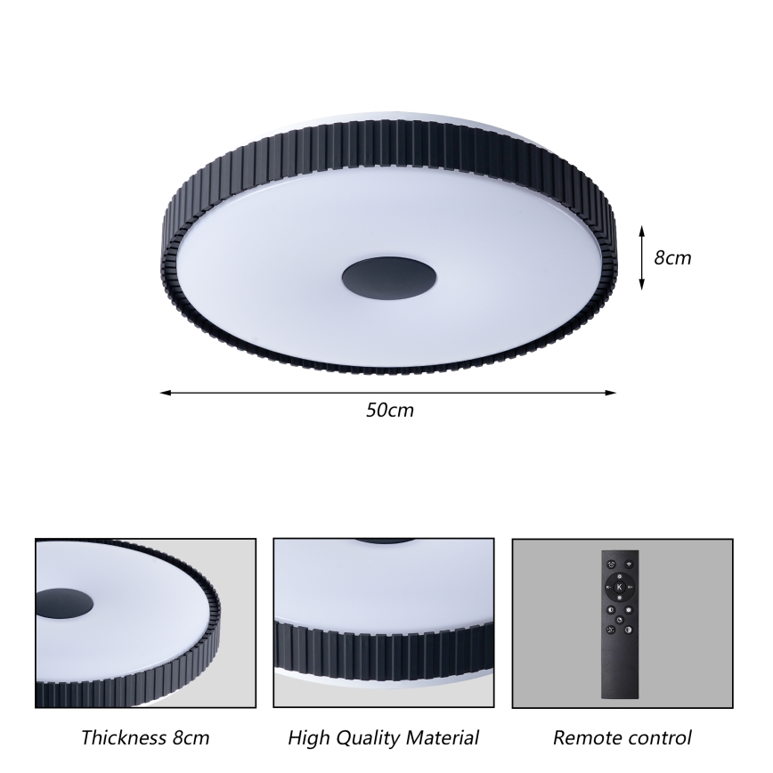 Brilagi - Димируемо LED таванно осветително тяло CORVO LED/72W/230V 3000-6000K черно Ø 50 см + дистанционно управление