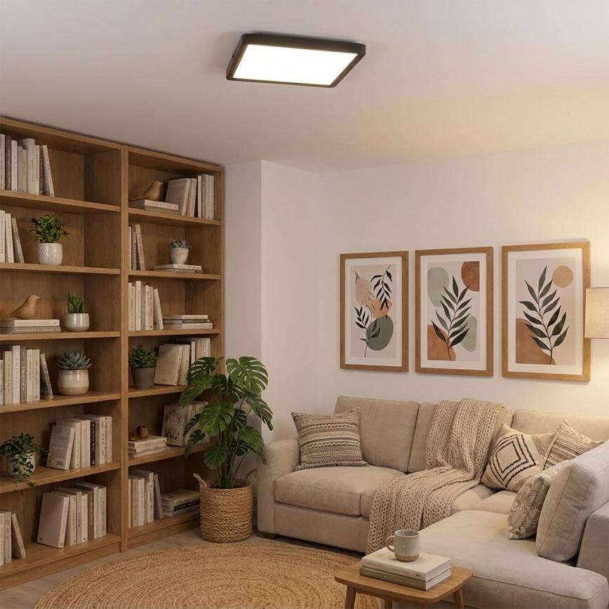 Brilagi - LED таванно осветително тяло с възможност за димиране ESTELA SQUARE LED/36W/230V 3000-6500K 31x31 cm черно + дистанционно управление