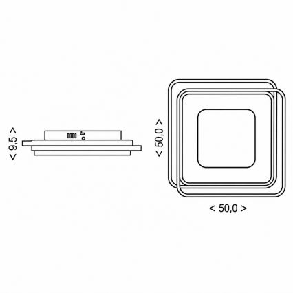 BRILAGI - Димируемо LED таванно осветително тяло FLARE LED/102W/230V 3000-6000K 50x50 cm черно + дистанционно управление