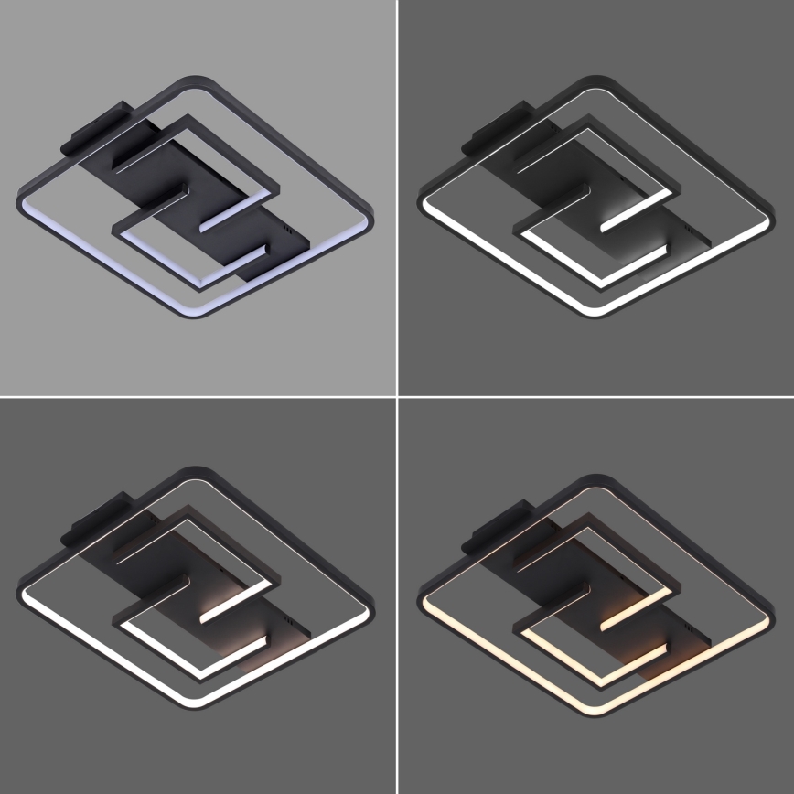 Brilagi - димируемо LED таванно осветително тяло FLARE LED/34W/230V 3000-6000K 48x48 cm черно + дистанционно управление