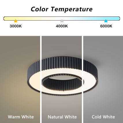 Brilagi - Димируемо таванно LED осветително тяло LUMIX LED/48W/230V 3000-6000K черно диаметър 50 см + дистанционно управление