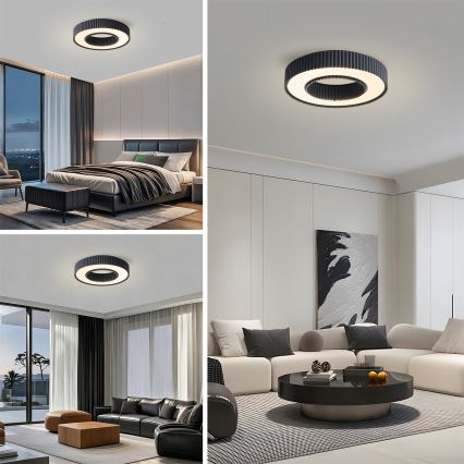 Brilagi - Димируемо таванно LED осветително тяло LUMIX LED/48W/230V 3000-6000K черно диаметър 50 см + дистанционно управление