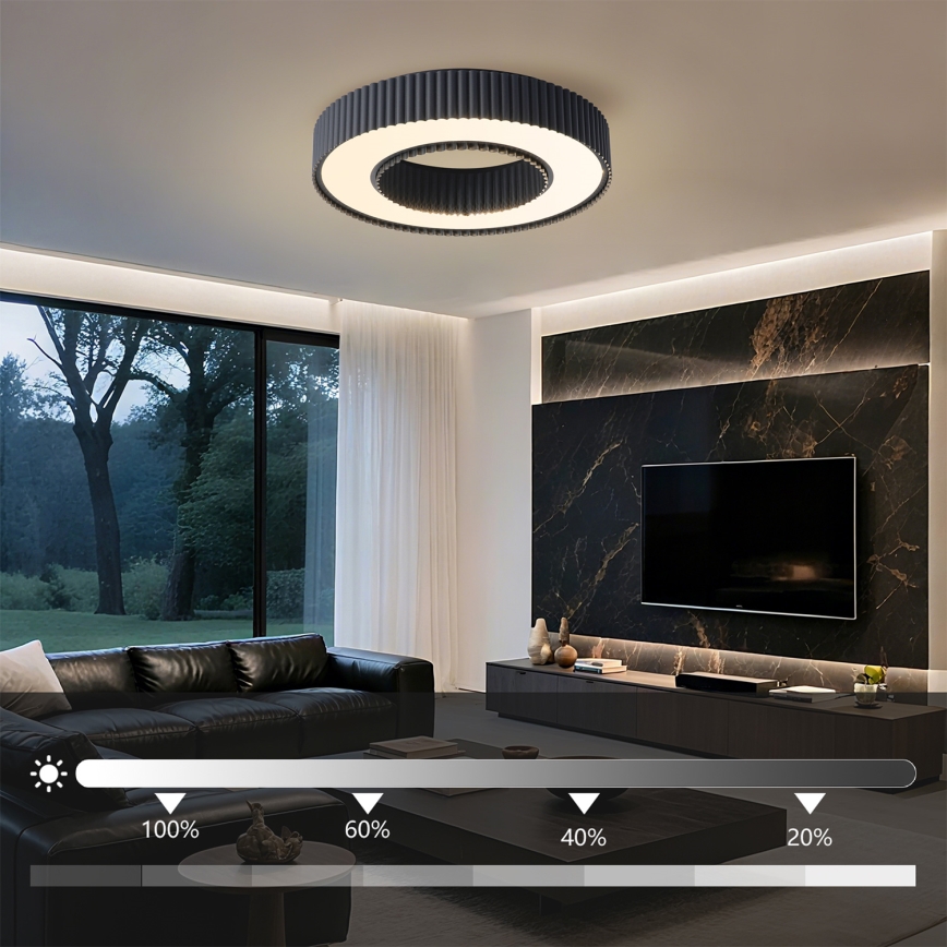 Brilagi - Димируемо таванно LED осветително тяло LUMIX LED/48W/230V 3000-6000K черно диаметър 50 см + дистанционно управление