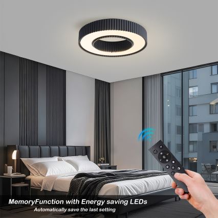 Brilagi - Димируемо таванно LED осветително тяло LUMIX LED/48W/230V 3000-6000K черно диаметър 50 см + дистанционно управление