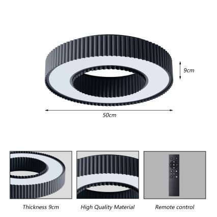 Brilagi - Димируемо таванно LED осветително тяло LUMIX LED/48W/230V 3000-6000K черно диаметър 50 см + дистанционно управление