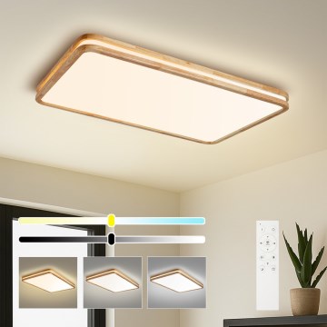 Brilagi - LED димируемо таванно осветително тяло MOLINA SQUARE LED/128W/230V 3000-6000K цвят дъб 90x60 cm + дистанционно управление