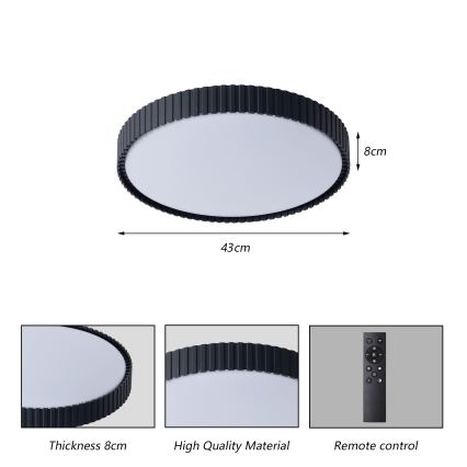 Brilagi - LED таванно осветително тяло ORINO LED/54W/230V 3000-6000K, с възможност за димиране, черно, диаметър 43 см + дистанционно управление