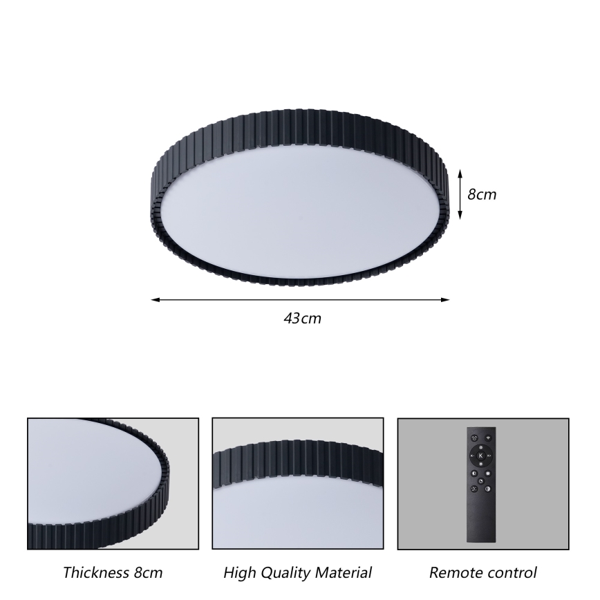 Brilagi - LED таванно осветително тяло ORINO LED/54W/230V 3000-6000K, с възможност за димиране, черно, диаметър 43 см + дистанционно управление