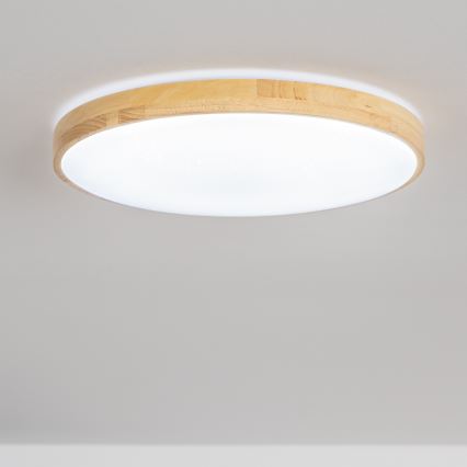 Brilagi - Димируемо таванно LED осветително тяло PINE LED/24W/230V, дървено, Ø 42 cm, 3000-6500K + дистанционно управление