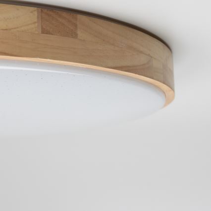 Brilagi - Димируемо таванно LED осветително тяло PINE LED/24W/230V, дървено, Ø 42 cm, 3000-6500K + дистанционно управление