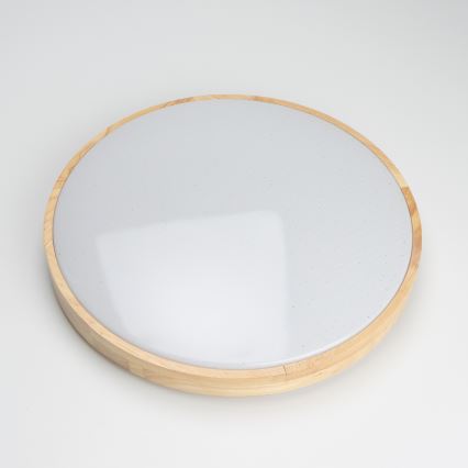 Brilagi - Димируемо таванно LED осветително тяло PINE LED/24W/230V, дървено, Ø 42 cm, 3000-6500K + дистанционно управление