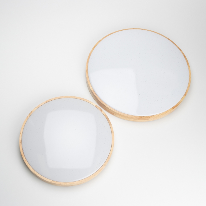 Brilagi - Димируемо таванно LED осветително тяло PINE LED/24W/230V, дървено, Ø 42 cm, 3000-6500K + дистанционно управление