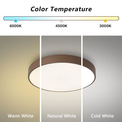 Brilagi - Димируема LED таванна лампа POOL LED/36W/230V 3000-6000K Ø 30 cm кафява + дистанционно управление