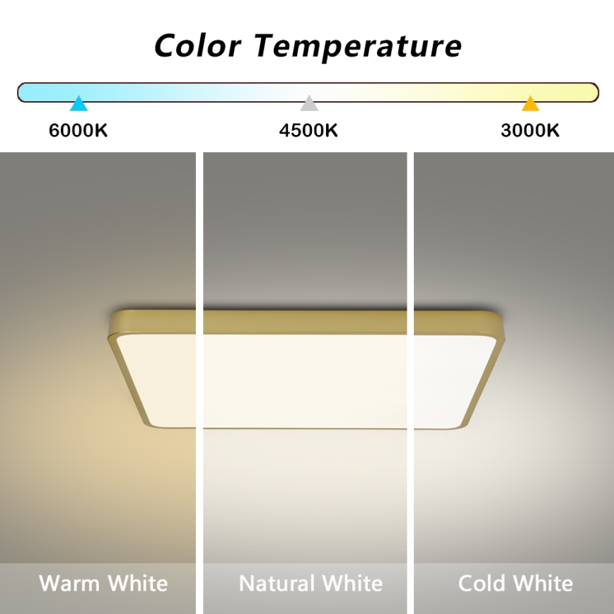 Brilagi - Димируемо LED таванно осветително тяло POOL LED/36W/230V 3000-6000K 40x40 cm златисто + дистанционно управление